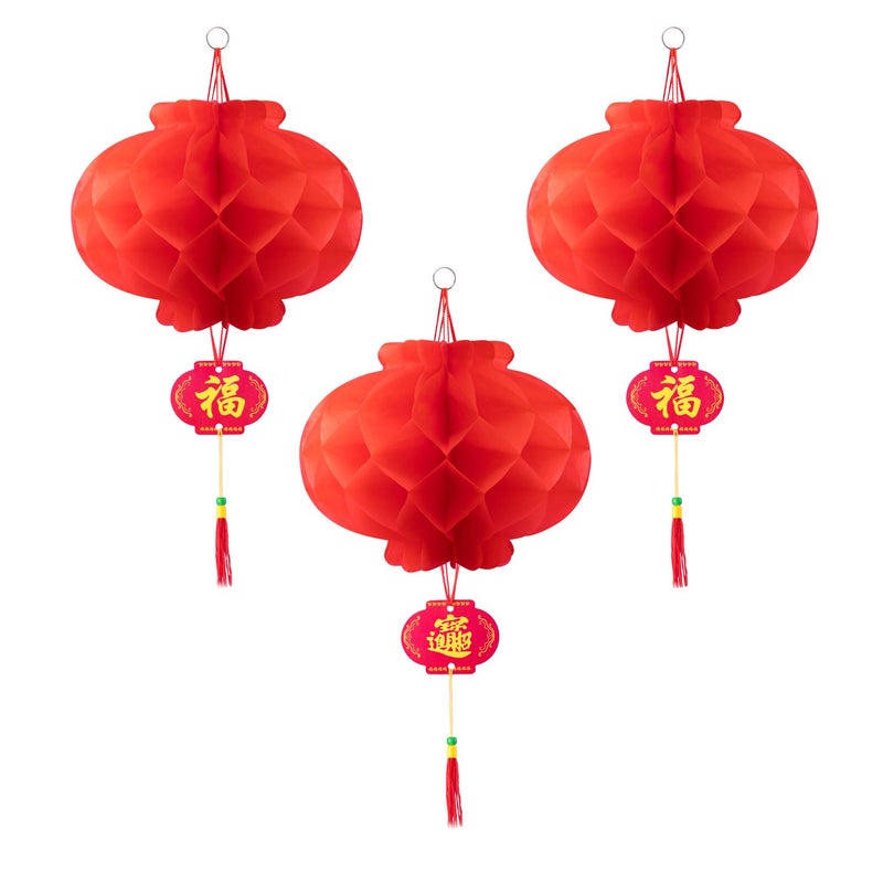 Favide 20 Pieces 10 Inch Chinese Red Paper Lanterns Festival Decorations for New Year, Spring Festival, Wedding and Restaurant - Image 3